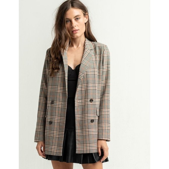 West of Mel Rose Jackets & Blazers - West of Mel Rose Plaid Does It Double Breasted Blazer Jacket Women's Large